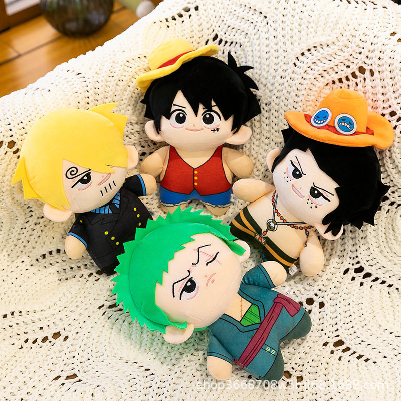 Q-Version Anime One Piece Plush Toys Luffy, Sanji, Zoro Stuffed Dolls Ornaments 2D Character Gifts