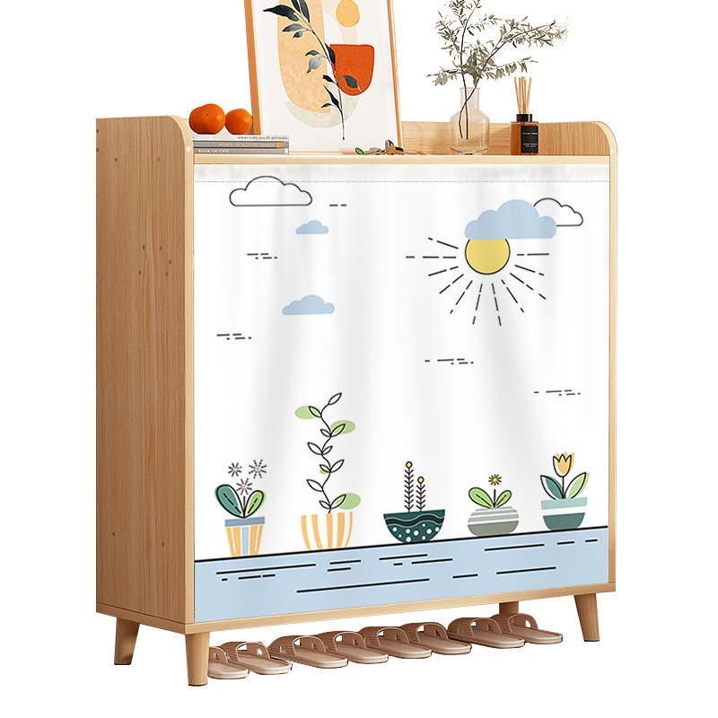 Gabinete de tela cortina Velcro autoadhesivo zapato gabinete cortina ciega libre perforado armario muebles gabinete puerta cortina hogar