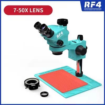 Microscopio de alta potencia RF4 mantenimiento de la placa base del teléfono móvil microscopio HD 7-50X Microscopio de zoom continuo de doble brazo