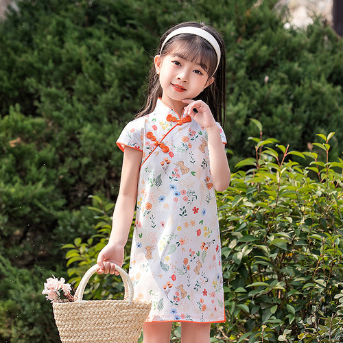 Children's cheongsam summer new girls Chinese style improved Hanfu dress girls retro Republic of China style costumes