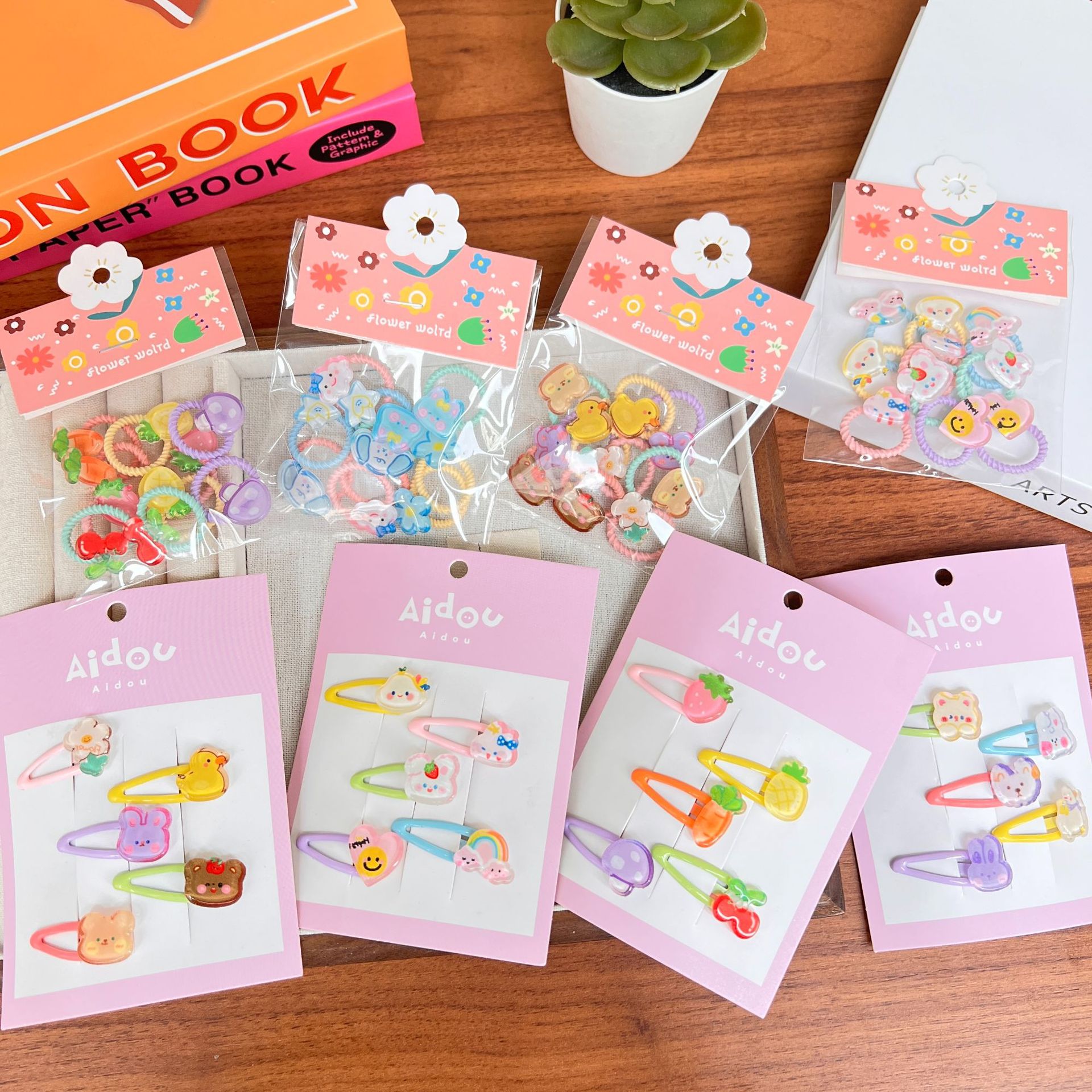 兒童卡通水果系列頭繩髮夾小號碎發BB夾發卡扎頭髮拇指圈皮筋頭飾