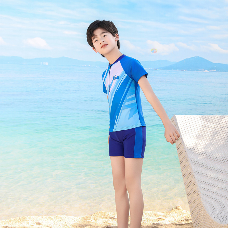 Source manufacturers children's swimwear smooth quick-drying sunscreen boys swimming suit girls swimwear wholesale can be customized
