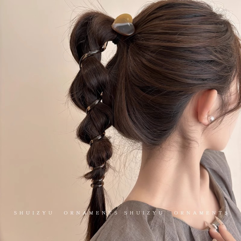 Amor línea telefónica recta anillo de cabello mujer burbuja trenzada cuerda de cabello cola de caballo artefacto de trenza de cabello sensación alta primavera y verano cabeza de cuerda tocado