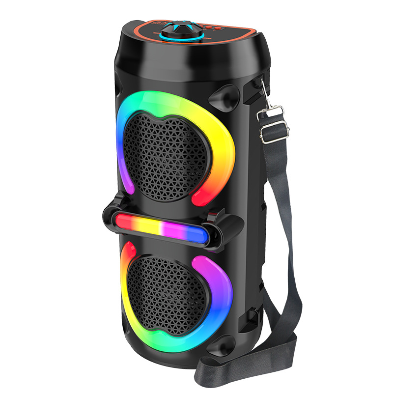 Altavoz Bluetooth portátil dual de 4 pulgadas con luces RGB, subwoofer para fiestas, altavoz de karaoke con ranura para tarjeta