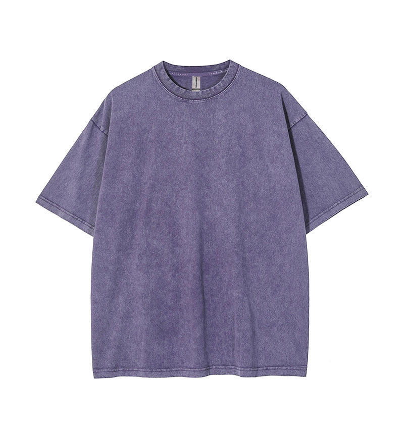 Transfronterizo europeo y americano pesado copo de nieve frito algodón retro lavado y viejo OVERSIZE camiseta de manga corta personalizada de marca de moda de bricolaje