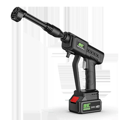 Cross-border car washing water gun household electric car washing machine rechargeable car washing gun watering Lithium electric wireless high-pressure water gun (Portable car washer) - black-qh-13