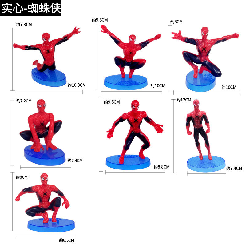 다크 블루 PVC 스파이더맨 7 종 세트