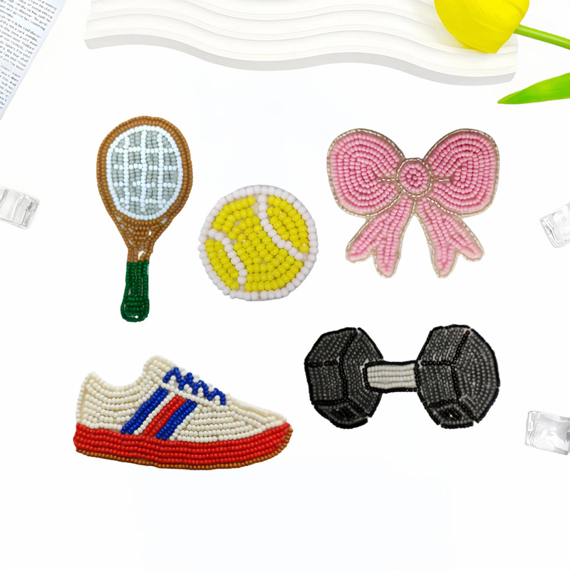 Cross-Border New Tennis Dumbbell Sneakers Bow Embroider Stickers Clothing Accessories Bags Accessories DIY Patch Stickers