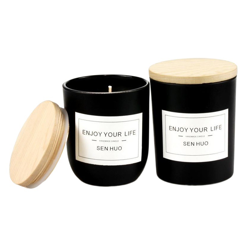 Vela de aromaterapia sin humo hecha a mano transfronteriza al por mayor cera de soja TAPA DE MADERA DIY taza de cera fragancia vela traje de regalo