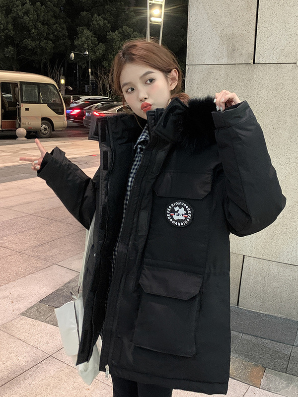 欧货外贸2025年冬季新款工装羽绒棉服女毛领棉衣韩版加厚棉袄外套|undefined