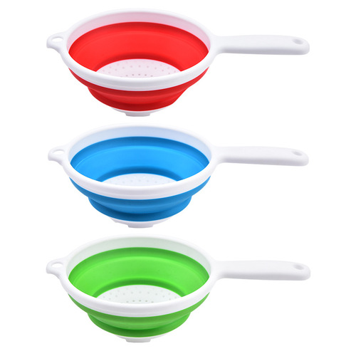 Multifunctional folding plastic drain basket with handle, round drain basket, retractable vegetable washing basket, fruit basket