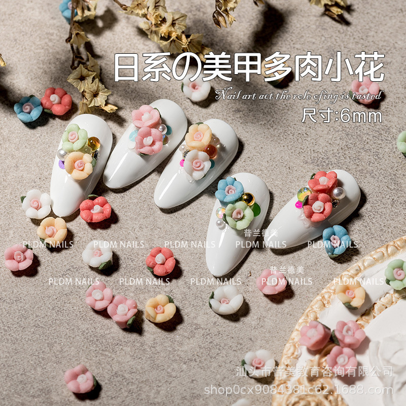 Japanese Nail Art Fleshy Floret Jewelry Three-dimensional Flower Nail Decoration Internet Celebrity Floret Diamond Jewelry