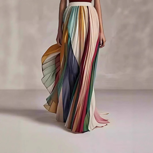 Cross-border 2025 independent station Amazon new European and American sexy halter-print colorful long dress elegant dress