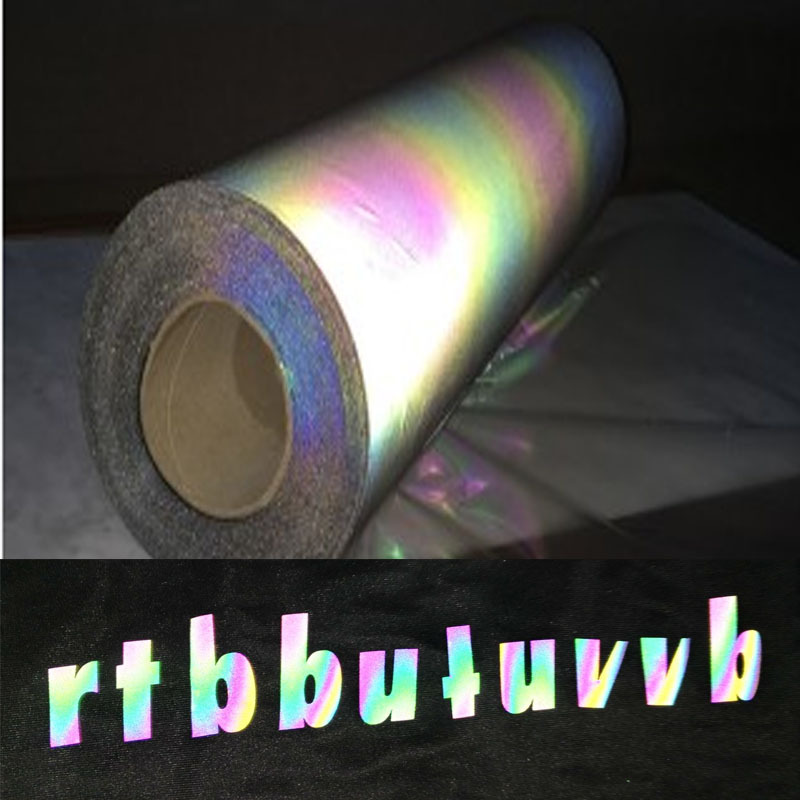 七彩反光丝网印刷膜服装LOGO字母幻彩反光烫画材料条彩反光转印膜