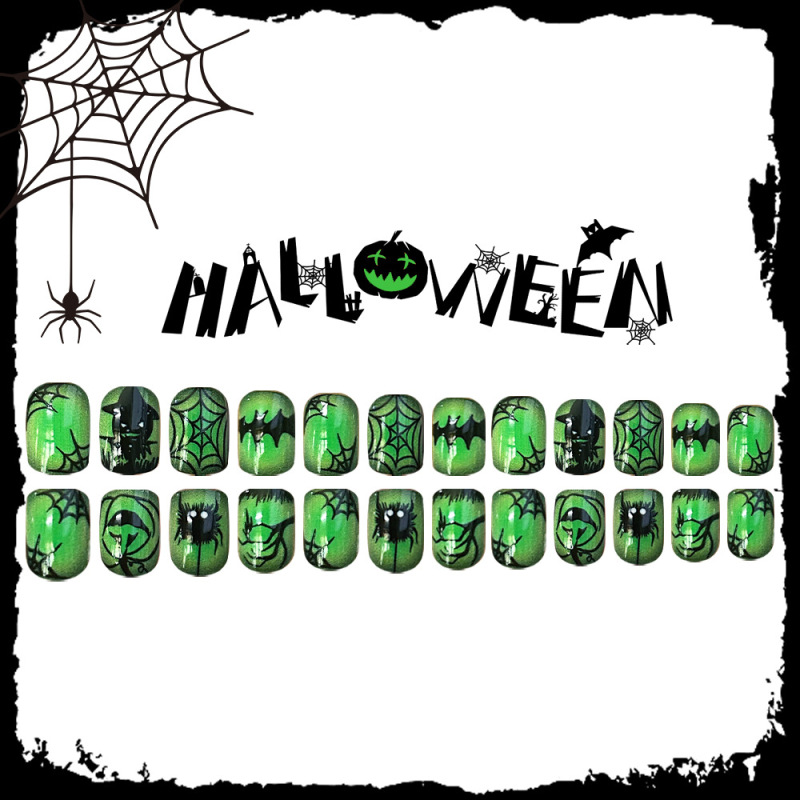 クリエイティブハロウィン新エメラルドゴーストゴースト顔カボチャハロウィン要素クロスボーダー小さな正方形偽爪外国貿易|undefined