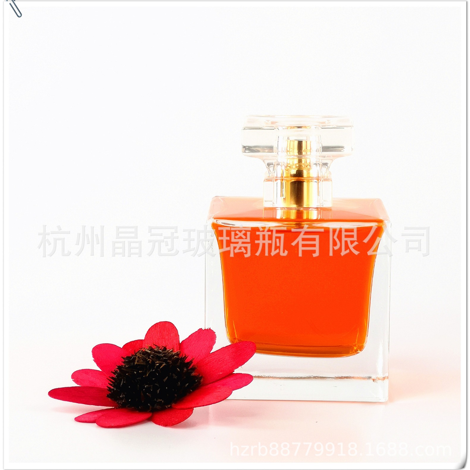 厂家各种规格带电化铝喷头瓶盖方形50ml 100ml玻璃香水瓶