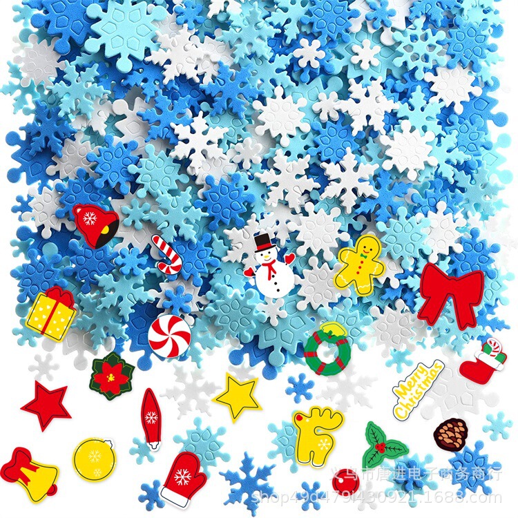 Diyのクリスマスの泡のステッカーの花轮の工芸品の子供のクリスマスのパーティーの工芸品の雪だるまのevaのステッカー|undefined