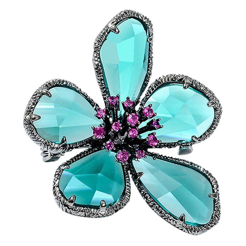 Retro ramillete moda cristal flor broche femenino europeo y americano hebilla decorativo creativo versátil temperamento Accesorios