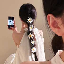 超仙白色小雏菊太阳花发夹女2025年新款侧边头花花朵发卡海边头饰