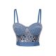 European and American Bead Shaping Camisole Internet Celebrant Fashionable Fishbone Corset Stage Performance Hot Drilling Elastic Denim