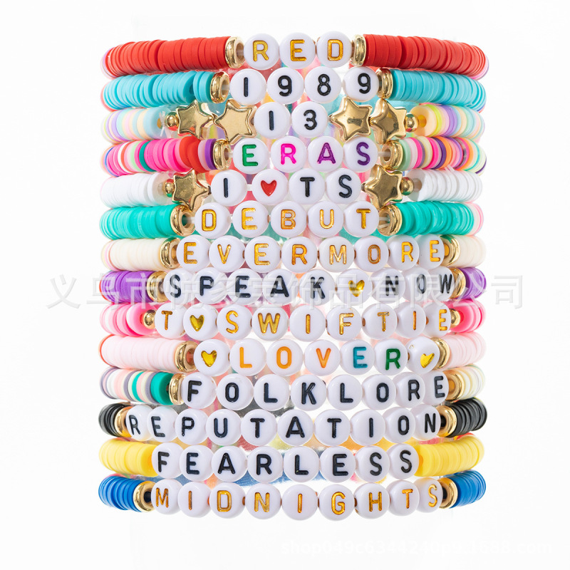 Spot Amazon 14 Taylor Swift Music Inspiration Friendship Bracelet Letters Handmade Soft Clay Wholesale