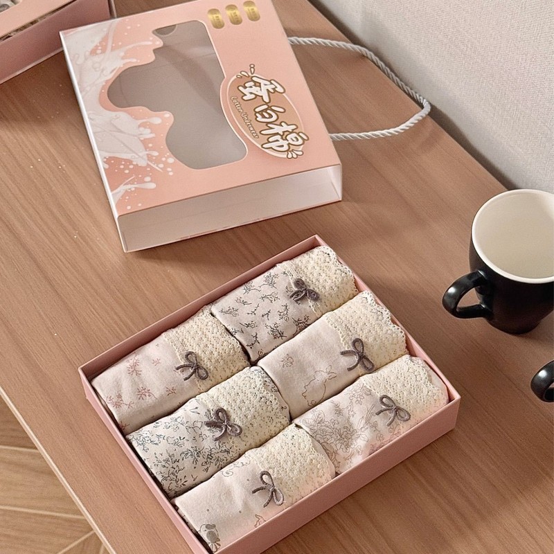 3911#复古花海盐系萌物彩棉裤纯棉10A抑菌加长裆包臀中腰女士内裤|undefined