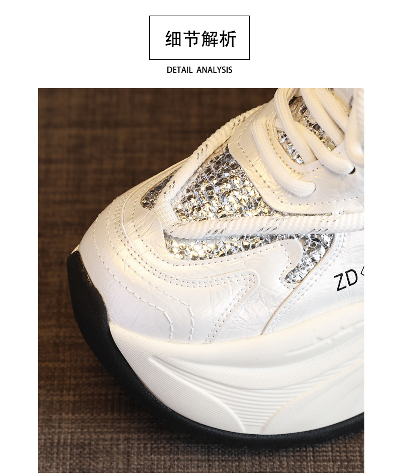 Giày sneaker nữ đế dày tăng chiều cao phong cách châu Âu — Màu đen chi tiết 10