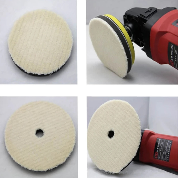 亚马逊跨境款6寸7寸平面细方格中横条纹粗羊毛抛光盘抛光轮抛光垫