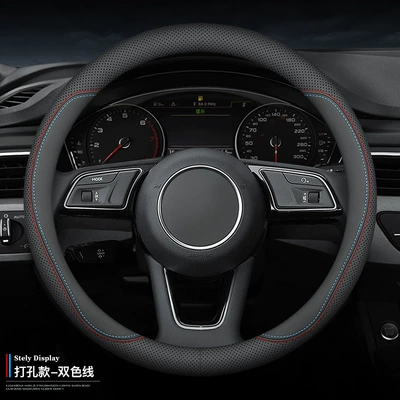 Dropshipping for Aliexpress Temu Foreign Steering wheel cover - punched-type-round-two-color-thread-standard