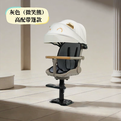 baby seat for strolling, Electric car child seat - gray-smiling-bear-high-end-model-with-canopy