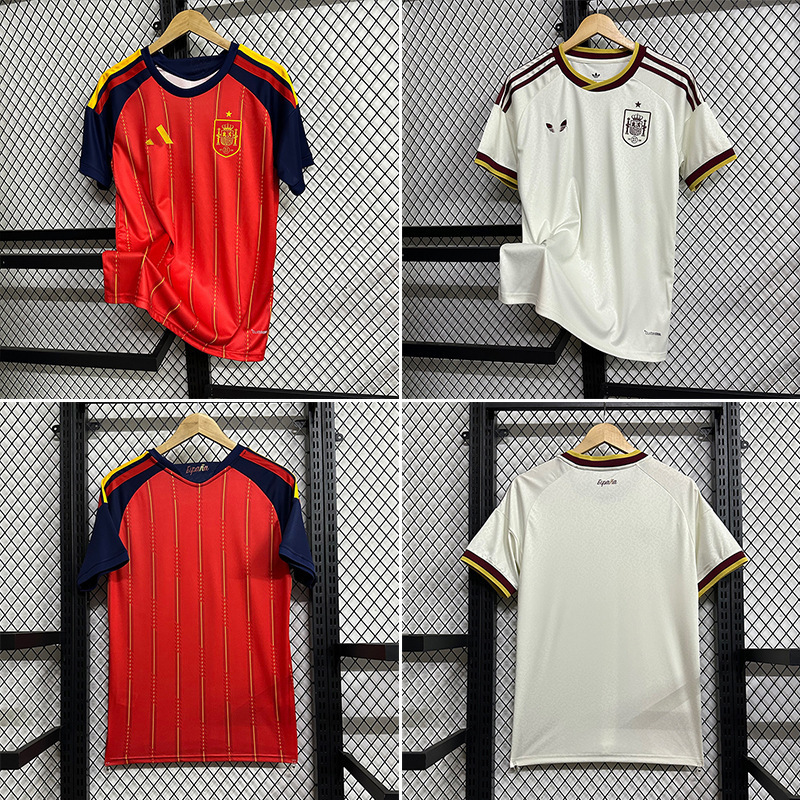 Spain Fan Edition Jersey World Cup National Team Football Uniform Short-Sleeved T-Shirt Cross-Border Custom Summer