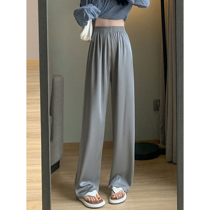 醋酸冰丝阔腿裤女年夏季薄款高腰垂感宽松直筒休闲防晒凉凉裤|undefined