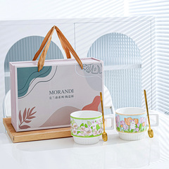 花園兔陶瓷杯家用馬克杯疊疊杯活動禮品帶勺對杯禮盒裝伴手禮logo