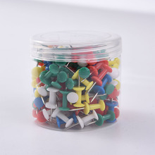 彩色工字钉200枚硬桶装红黄蓝绿白黑色塑料图钉马卡龙软木板按钉