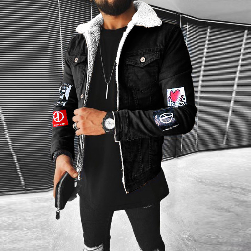 Men's Thickened Denim Jacket With Plush Lining For Winter_voghion.com