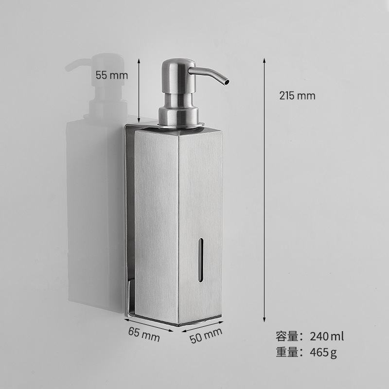 Dispensador de jabón de pared de acero inoxidable para baño de hotel transfronterizo, champú de baño, gel de ducha y dispensador de jabón