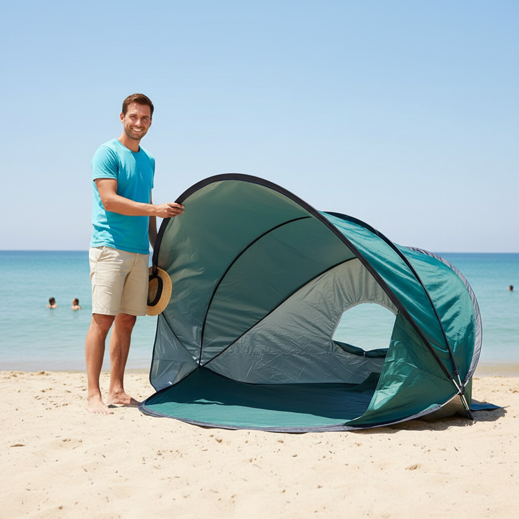 【Cross-Border Hot Item】2-3 Person Quick-Open Beach Grass Lawn Tent, Sun-Proof, Wind-Proof, Easy to Fold and Carry, Suitable for Camping