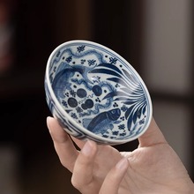 手绘仿古元青花主人杯压手杯高档个人专用茶杯景德镇手工功夫茶具