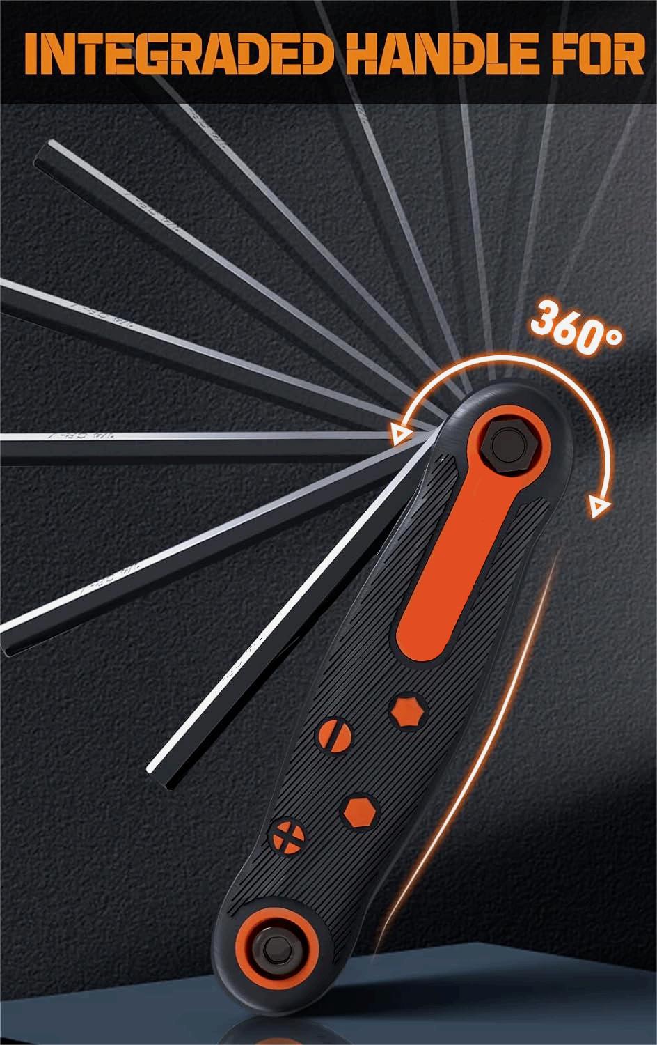 Llave hexagonal plegable de 8 piezas, una llave portátil de tornillo hexagonal para la venta