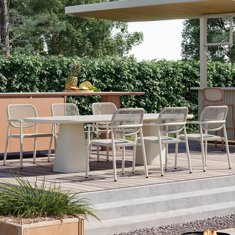 Jardín al aire libre bar bar hotel villa silla de caña terraza al aire libre impermeable y protector solar combinación de silla de bar de caña image 4