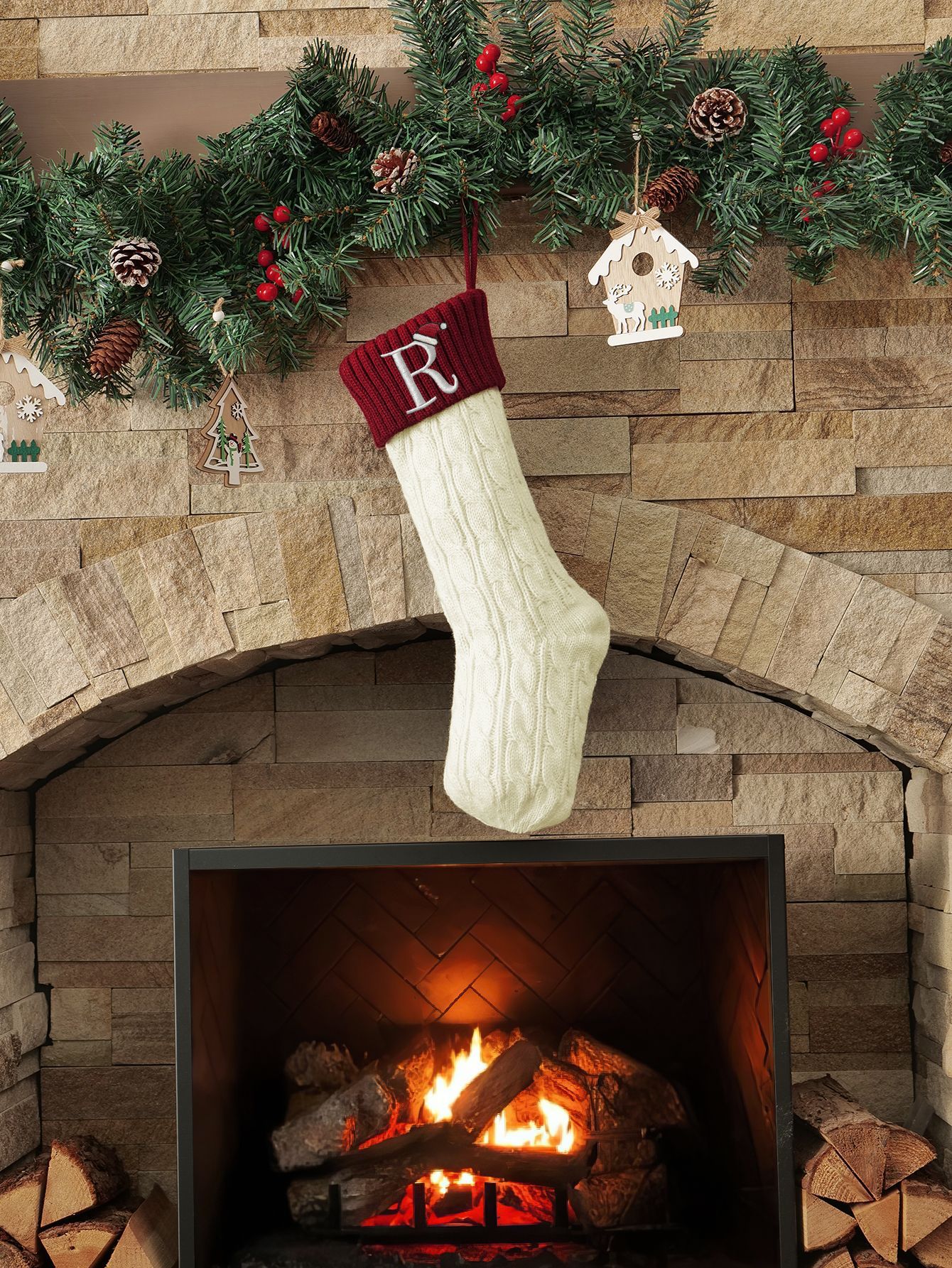 Amazon Europa y los Estados Unidos medias de Navidad personalizadas bordadas calcetines de letras de punto medias de regalo de Navidad colgantes fabricantes image 140