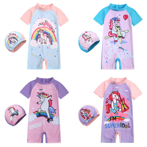 2024 new children's swimsuits, one-piece harems, boys and girls, large, medium and small children's sun protection swimsuits, baby swimsuits