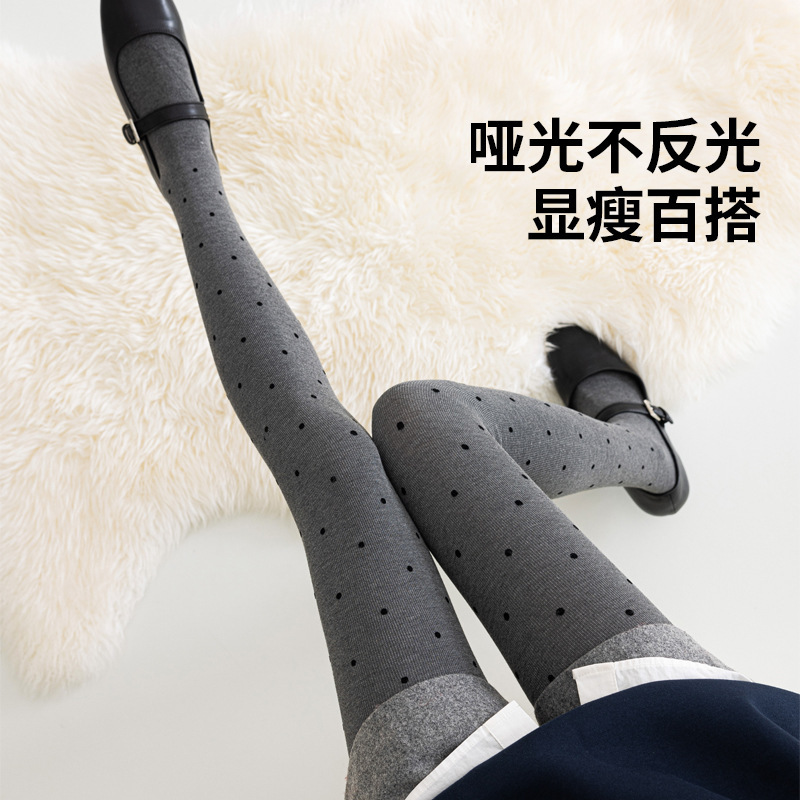竖纹棉复古波点灰色打底裤女秋冬加绒外穿连裤袜弹力显瘦2025新款|undefined