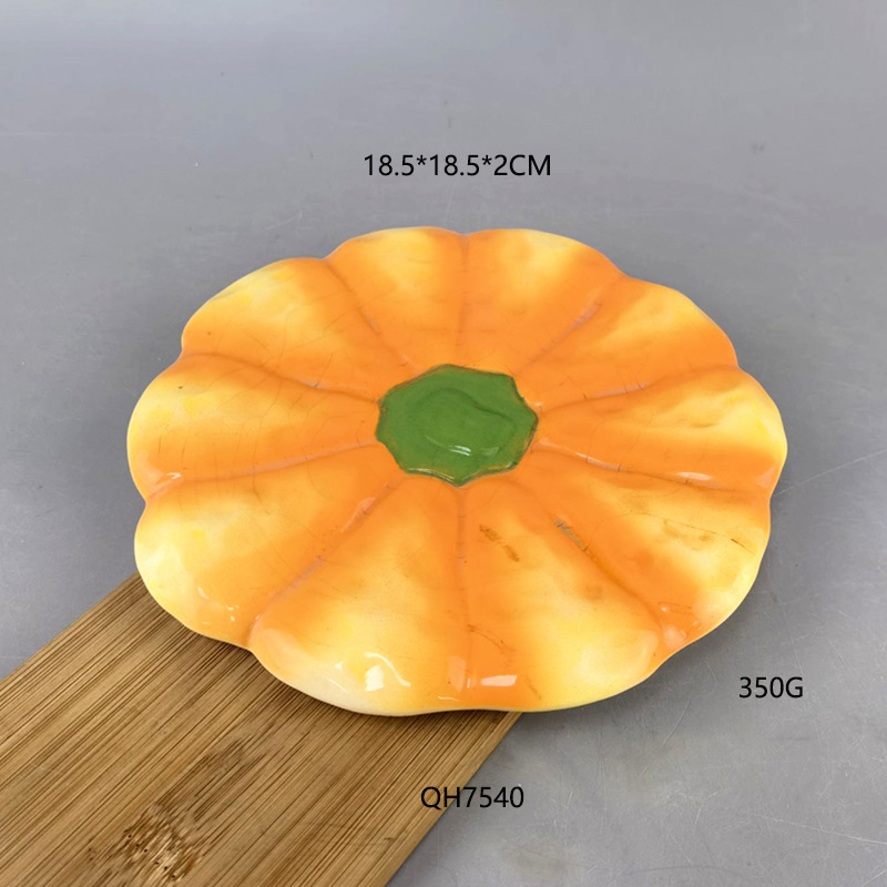 Lotus transfronterizo modelado esmaltado cerámica de color gran disco decorativo de frutas nueces platos de aperitivos platos
