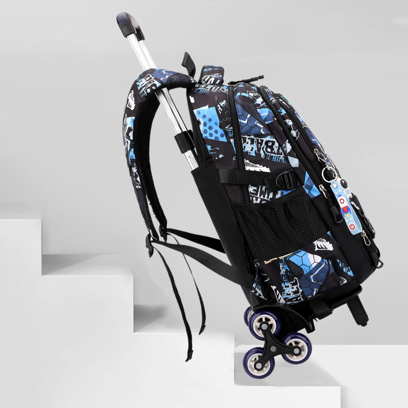 Mochila de tracción de peces naturales para estudiantes de escuela primaria niños 3 - 6 con ruedas mochila para estudiantes de secundaria secundaria puede llevar mochila de escaleras 5