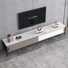 新式电视柜子轻奢小户型简约组装地柜仿大理石纹白色边柜茶几组合