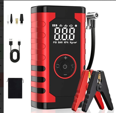 Hava nasosu Pump, Emergency Starting Power - emergency-power-supply-air-pump-combo-cross-border-color-box-standard-clip-red
