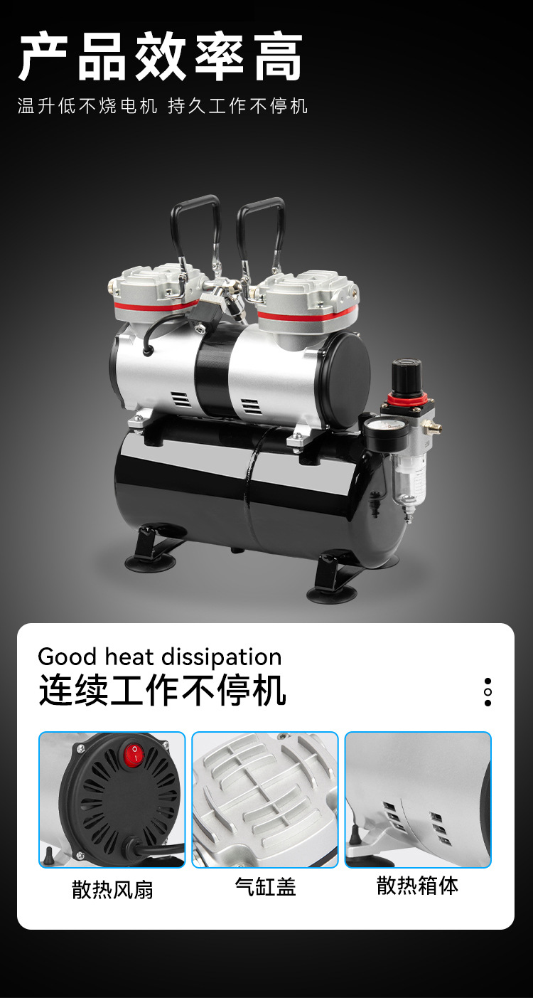 Manufacturer Sells Oil-Free Small Air Compressor As-196 for Home Use, Dental Mini Air Pump, Tattoo, Spray Painting, Woodworking