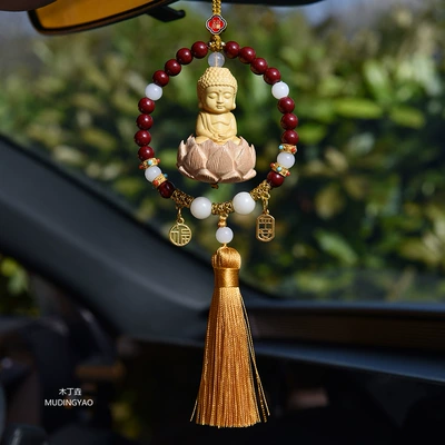Amulet Decoration Car Interior Pendant — Car hanging - little-buddha-peaceful-blessing-yellow-tassel