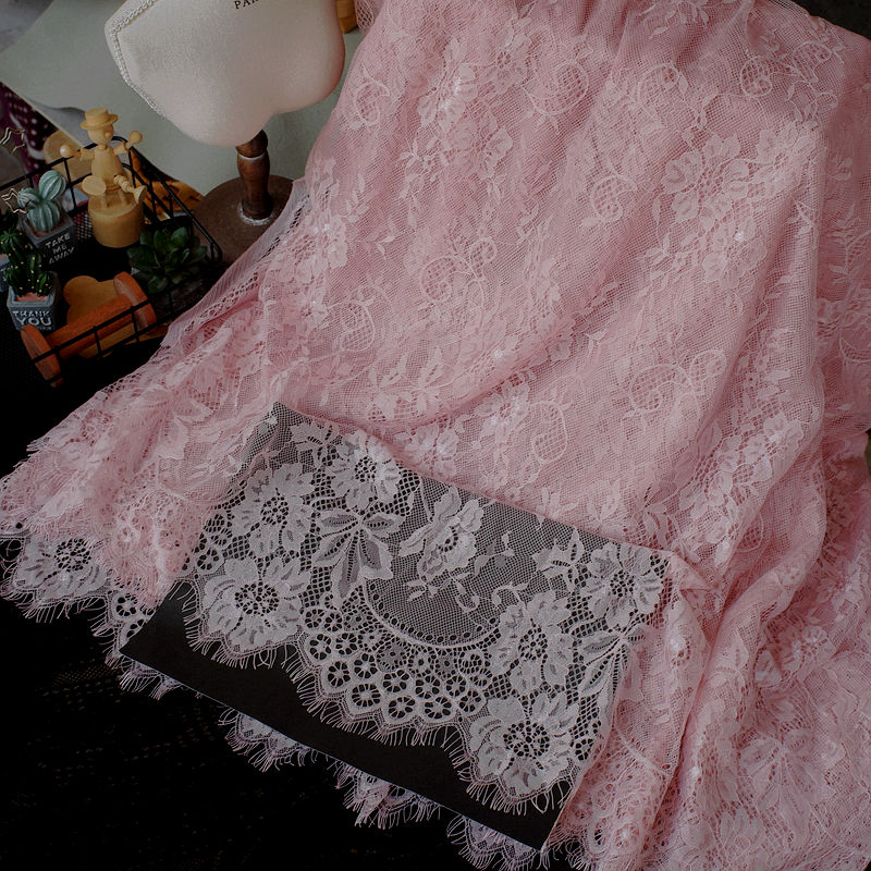 1.5 M × 3m pestañas suaves tela de encaje DIY ropa falda cortina de escritorio tela de fondo decoración